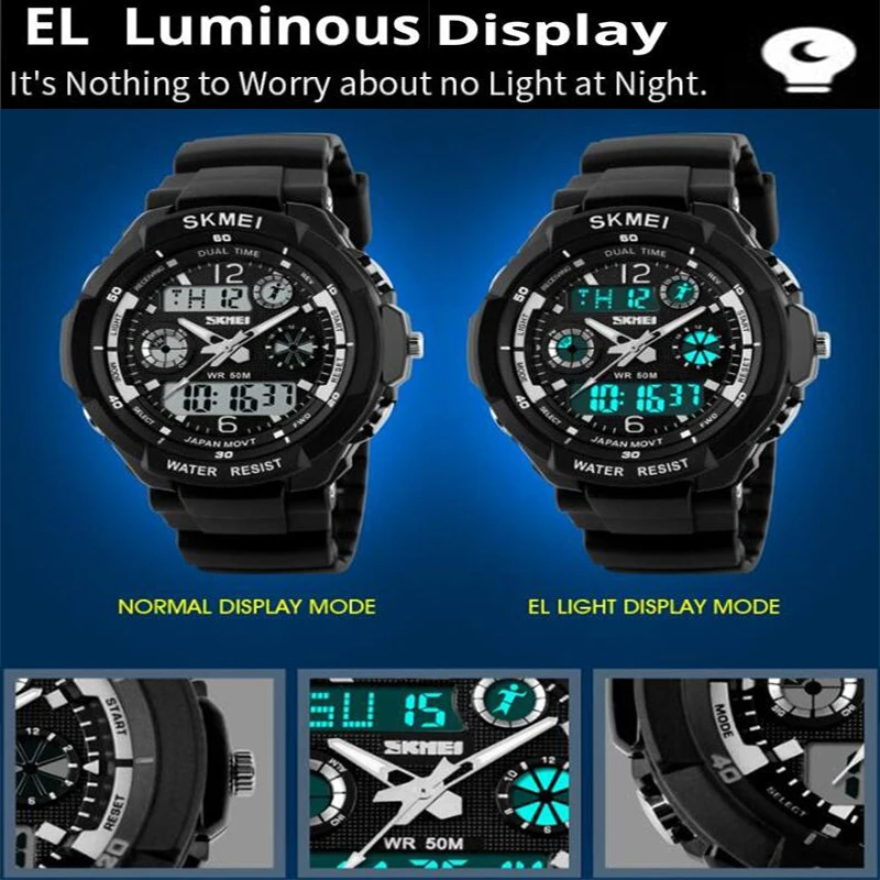 Skmei Kid's Digital Sport's Watches Boy Girl Fashion Dual Time Children Led Waterproof Electronic Wristwatch Relogio Masculino 5