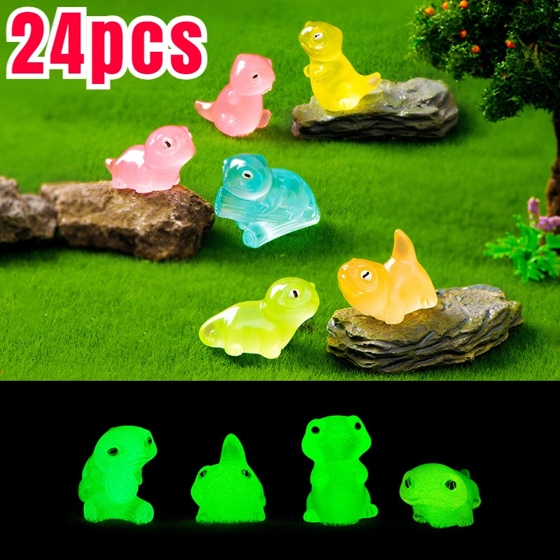 

24pcs Luminous Lizard Figurines Miniatures Cartoon Cute Nightglow Animal Micro Landscape Ornaments DIY Flower Potted Home Decor