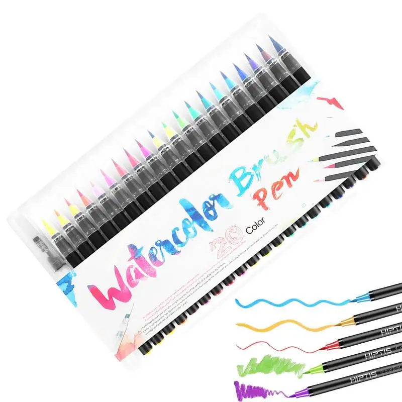 

Watercolor Brush Pens Markers 201 Artist Fine Brush Tip Colored Pens Script Paintbrush For Calligraphy Watercolor Painting
