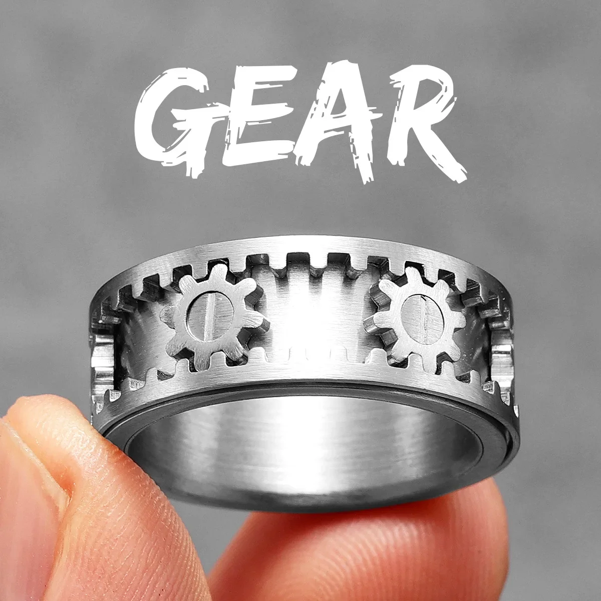 thumbnail image 1 of Fidget Spinner Gear Men Rings Stainless Steel Women Jewelry Punk New in Rock Stranger Things Fashion Accessories Gift Wholesale, 1 of 5