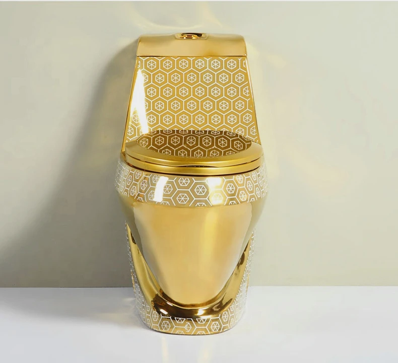 Electroplated Golden Color Modern Bathroom Sanitary Ware Luxury Wc Toilet Bowl and Pedestal Basin Sink Ceramic Gold Toilet Set
