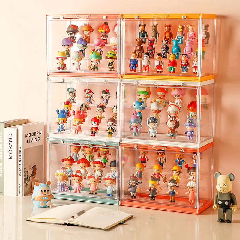 For POP MART Display Storage Box Acrylic Figure Display Stand Dust-proof Doll Toy Transparent Magnetic Box