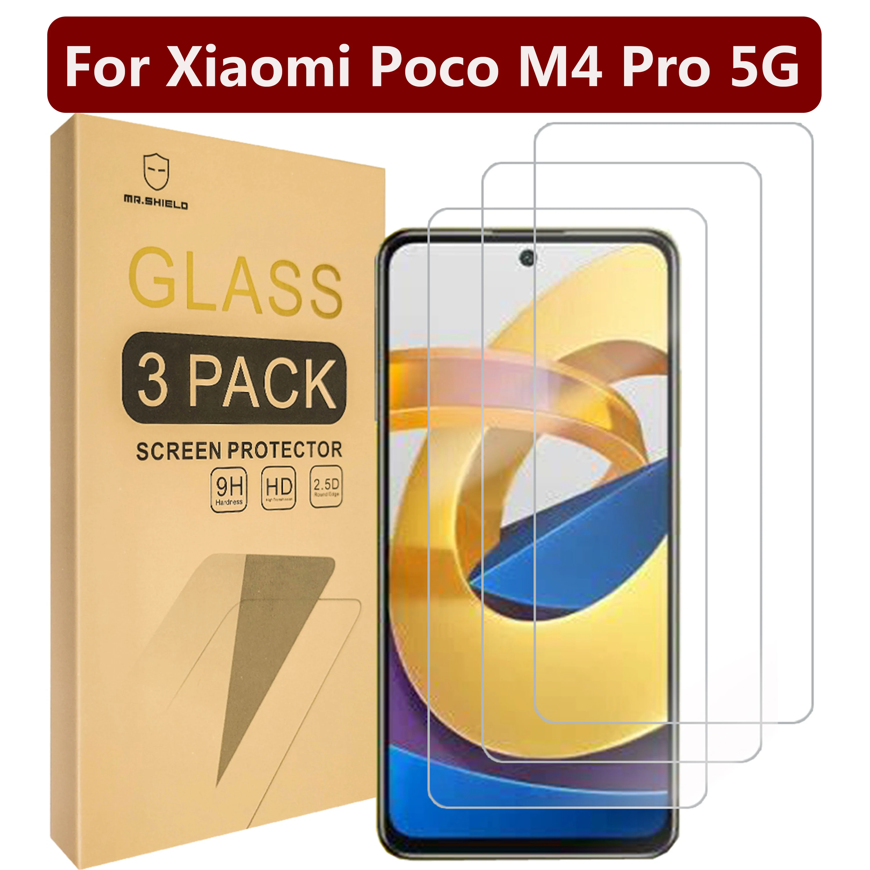 

Mr.Shield [3-Pack] Designed For Xiaomi Poco M4 Pro 5G [Tempered Glass] [Japan Glass with 9H Hardness]