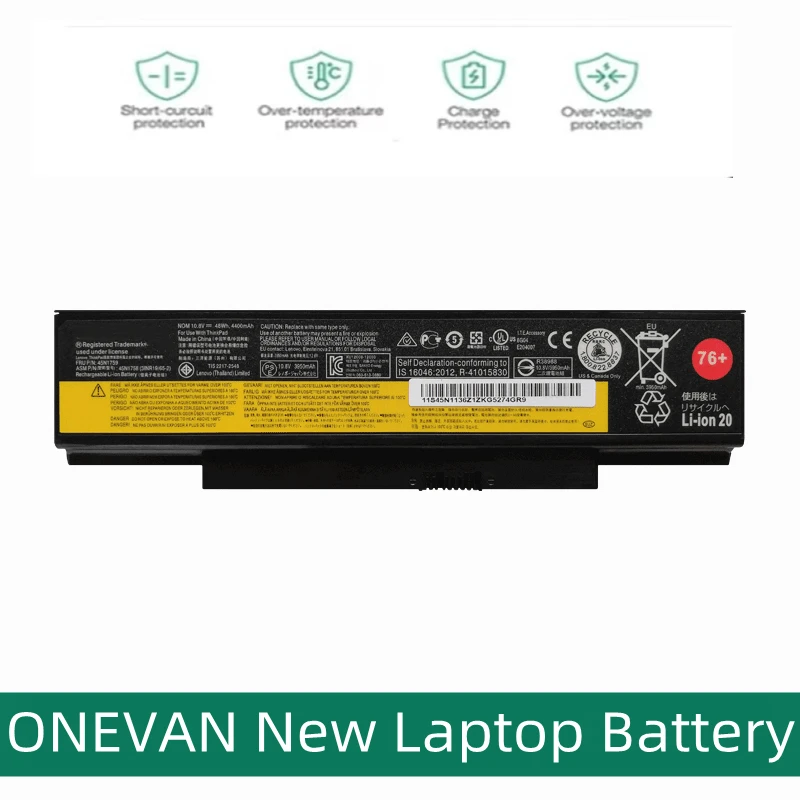 

ONEVAN 76+ E555 New Laptop Battery For Lenovo ThinkPad E550 E550C E560 E565C 45N1759 45N1758 45N1760 45N1761 45N1762 45N17 48Wh