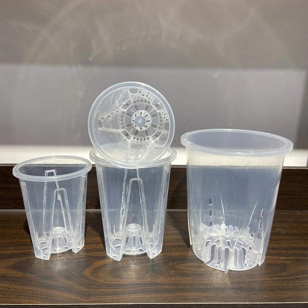 1Pc Clear Plastic Orchid Pots Breathable Orchid Planters Plant Nursery Pots For Indoor Outdoor Plants Garden Balcony Desktop Dec