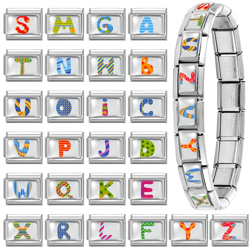 Y2K Colorful 9MM Italian Charm Bracelet DIY Jewelry Making