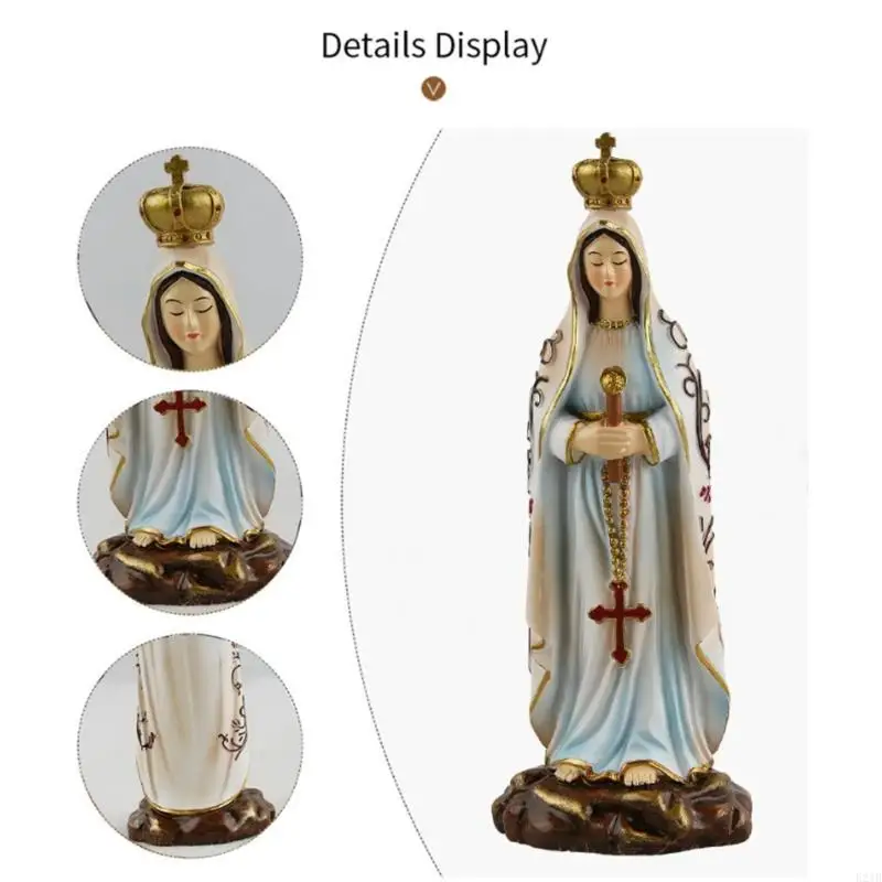 E21B Elegant Fatima Holy Virgin Sculpture Religious Statue For Religious Art Lover Virgin Statue