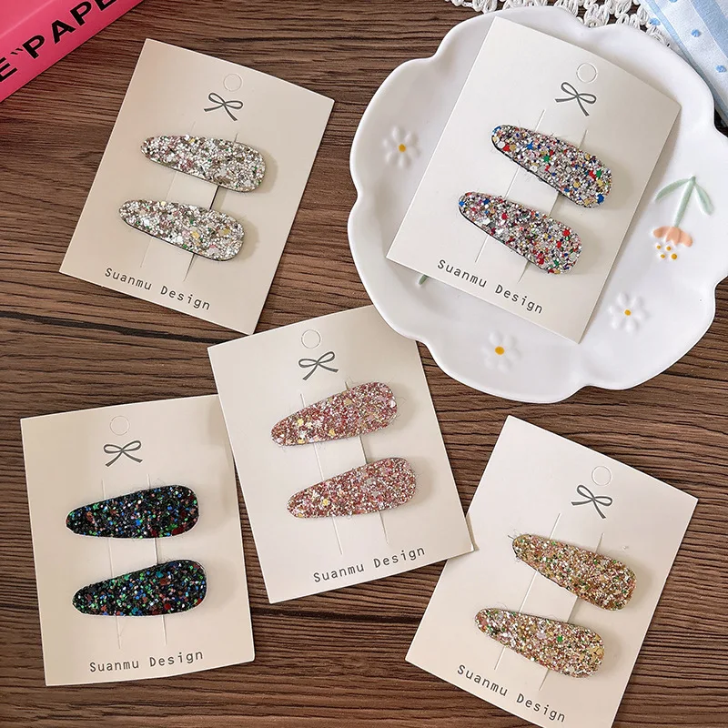 Simple Sequins Children's Water Drop Bangs Bb Clip Girl Side Broken Hair Clip Headwear Girls Kids Hair Accessories