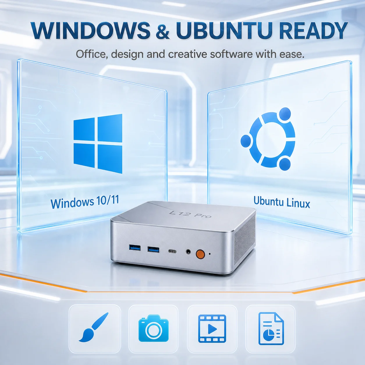 The Ninkear L12 Pro mini PC is equipped with an Intel Core i9-12900HK processor, 16 GB of DDR4 memory, 1TB SSD, two 2.5G Ethernet ports, and WiFi 6; it supports Windows and Linux operating systems.