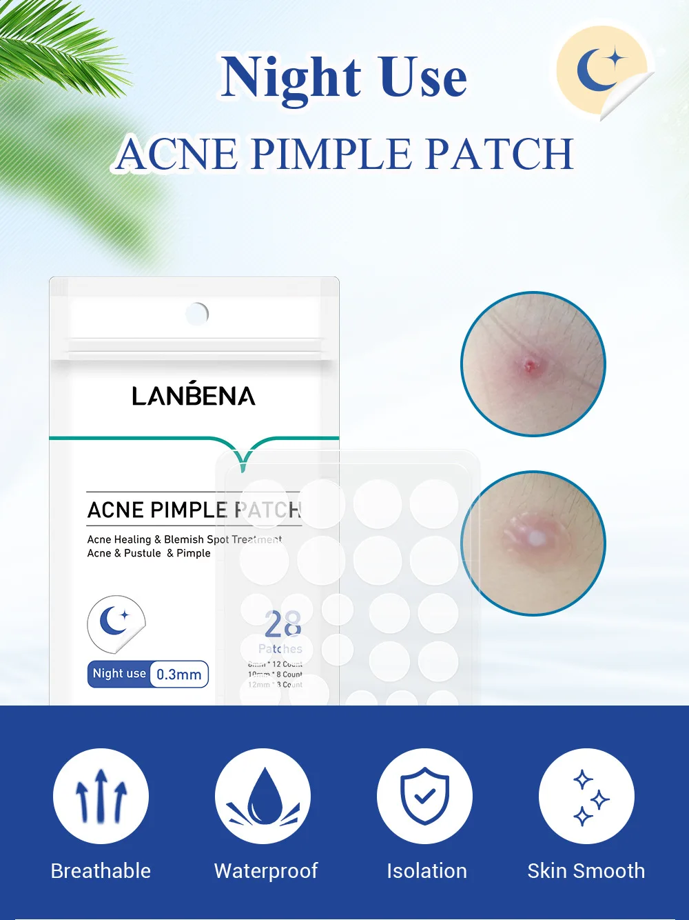 Description Picture 2 of itemLANBENA Invisible Acne Pimple Patch Face Mask Acne Pimple Blemish Removal Stickers Acne Treatment Master Daily / Night Use