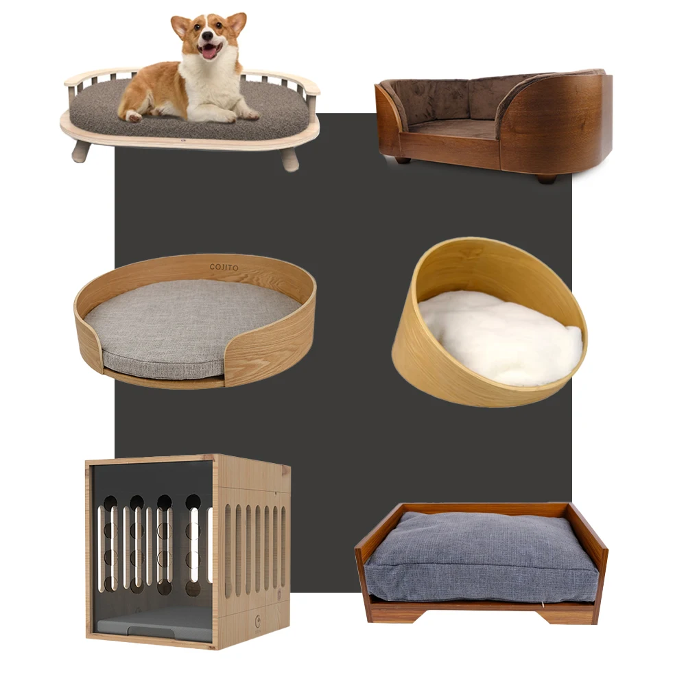 Luxury XL Round Wooden Pet Bed Animal Pattern Breathable And Warm For Dogs For Humans
