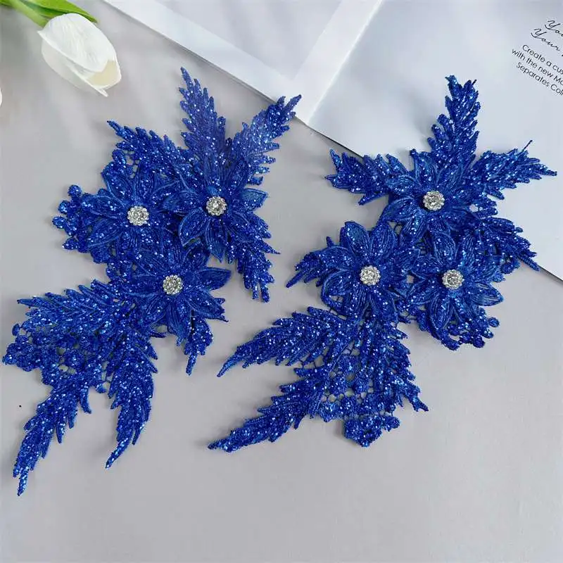 

Phoenix Flower Sewing Clothes Headband Jewelry Decoration For Wedding Rhinestone Sequin Bridal Dress Flower Fabric Patch