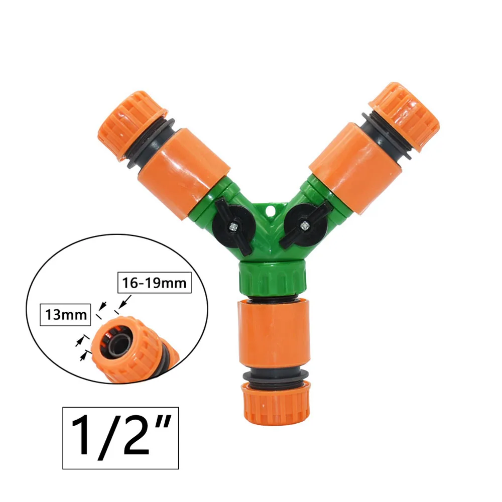 1/2 3/4 1 inch Hose 3-Way Garden Hose Connectorr Y Tap Hose Splitte Quick Connector For OD 16mm 20mm 32mm
