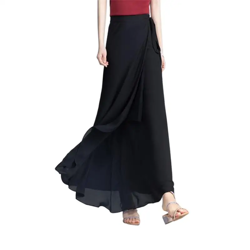 

Summer Chiffon Beach Long Skirts Bohemian Solid Holiday Skirts Women One Piece Split Skirt Vestidos faldas largas mujer verano