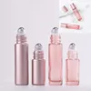 5X 5ml 10ml Rose Pink Color Thick Glass Roll On Essential Oil Empty Perfume Bottle Roller Ball Bottle For Travel Bottle Jars 4