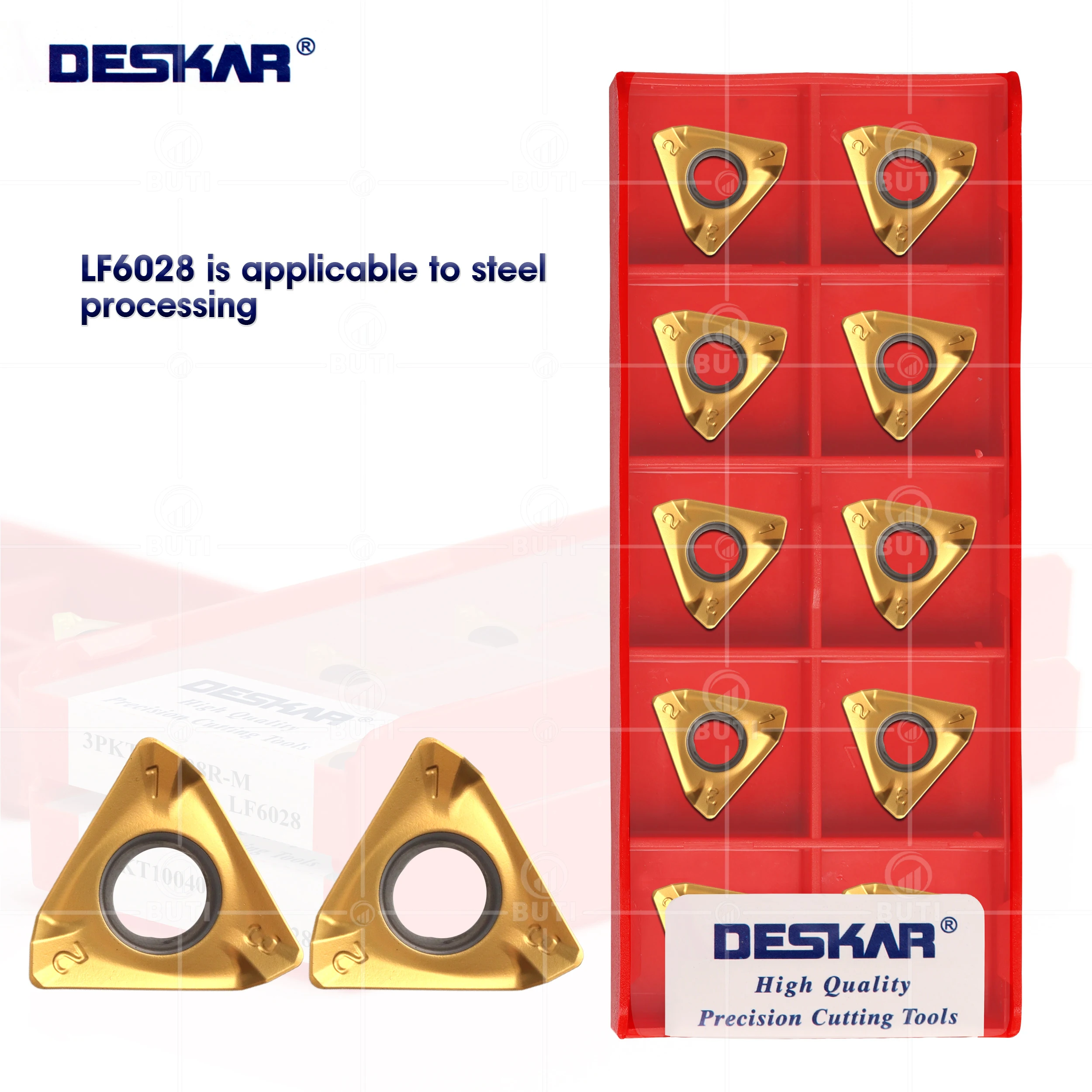 3PKT100408R-M 3PKT150508R-M LF6028DESKAR 100% Original Dreheinsatz Dreieckiger Fräser 10 Stück Drehmaschinen-Werkzeug Stahlteil