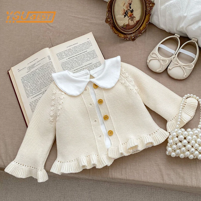 Autumn and Winter Arrival Baby Kids Unisex Long Sleeves Striped Pattern Crew Neck Knitted Cardigan