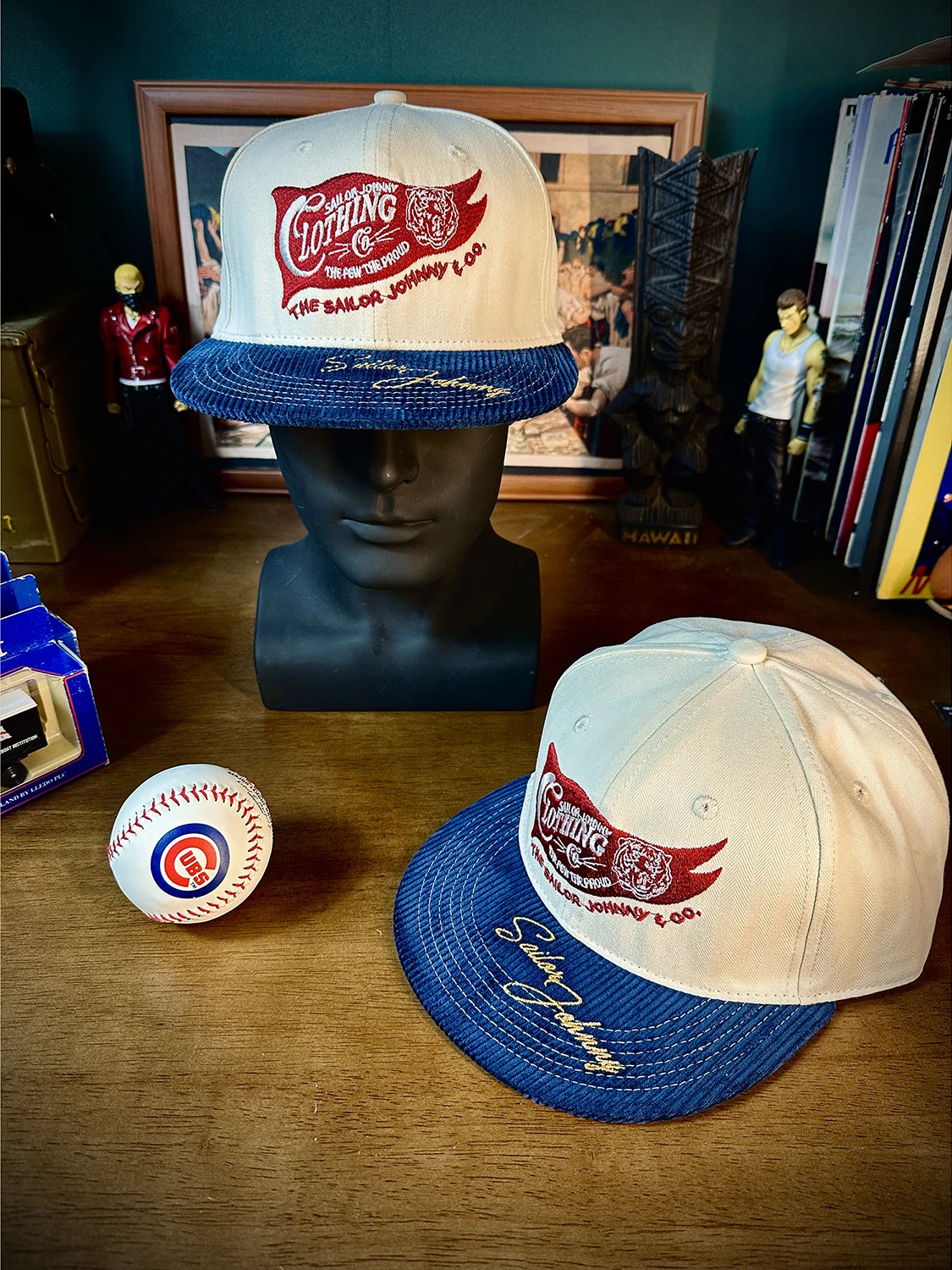 Sailor Johnny American Retro Flat Brim Pure Cotton Baseball Cap Adjustable ex Large Head Circumference Casual All Seasons