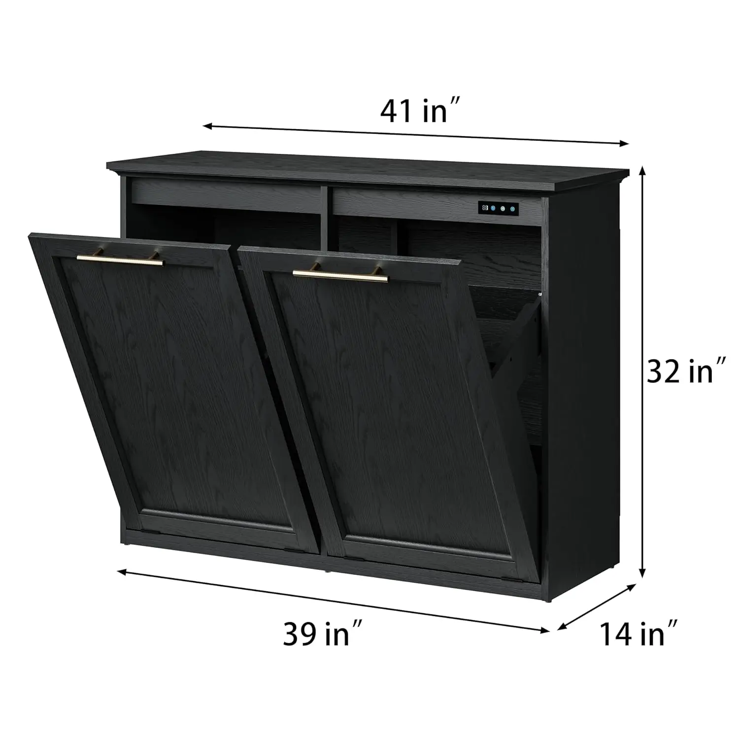 Trash Cabinet with Quick Installation and Deodorising Function, Wooden Trash Can Cabinet for Dining Room and Kitchen, Black 2