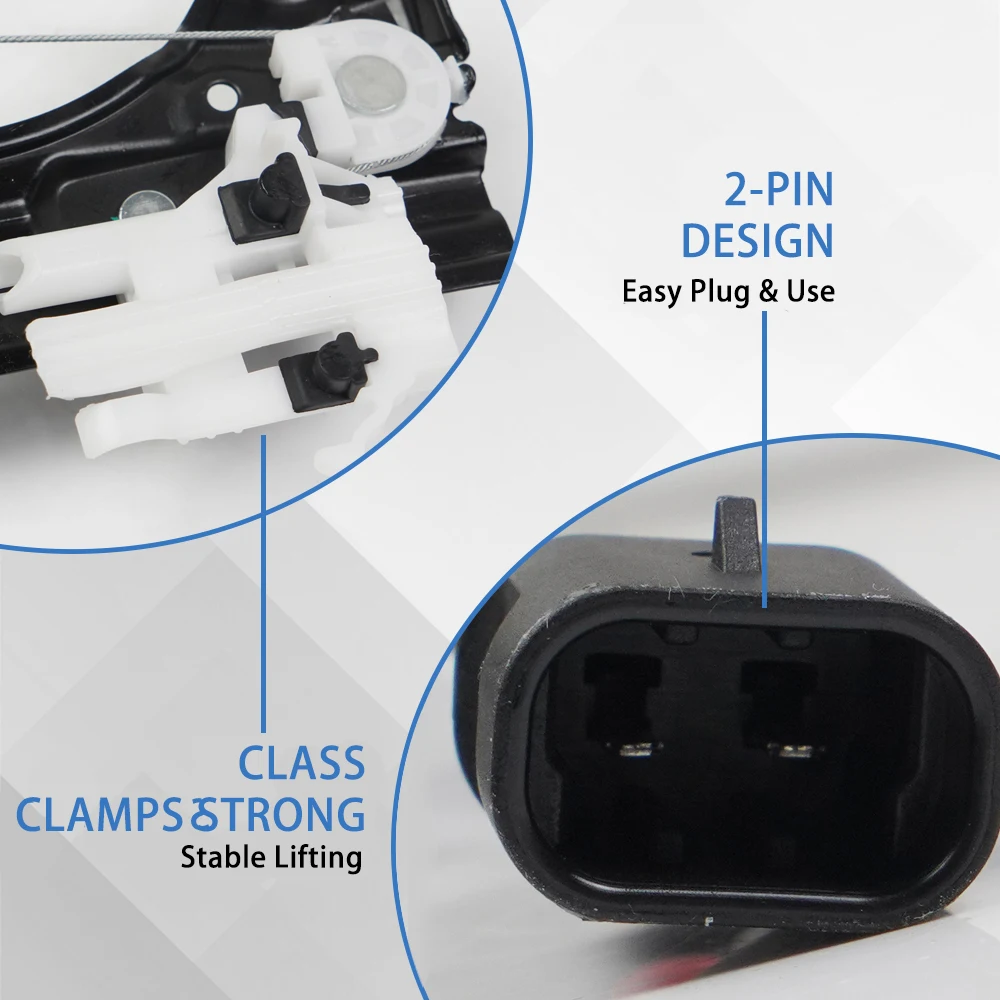 Front Right Electric Window Regulator With 2-Pin Motor For Fiat Doblò/Cargo (2000-2008) - UK Driver Side