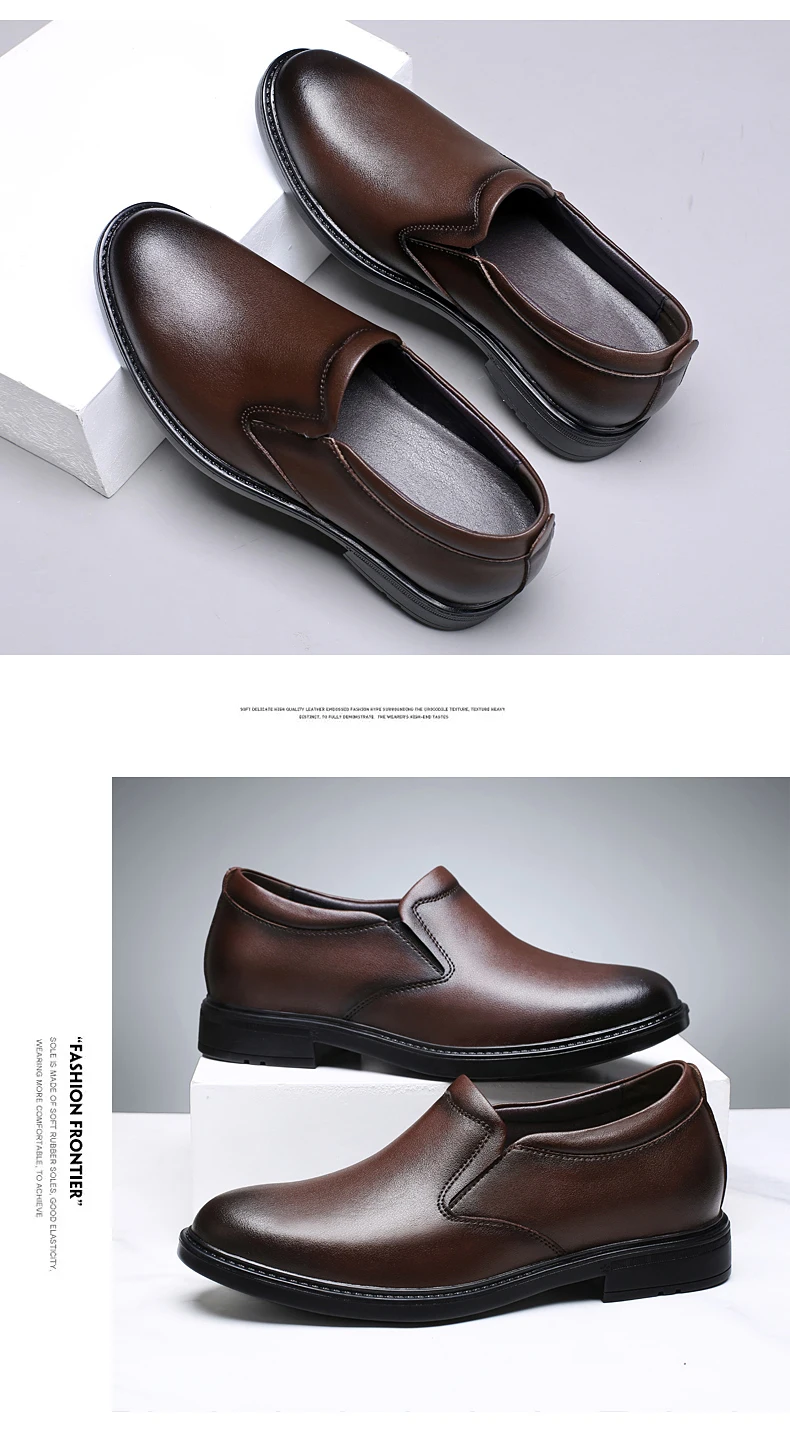 Aufzug Loafer Hochzeit Männer Leder Schuhe Business Britische Formale Kleid Schuhe Höhe Erhöhen Einlegesohle 6CM Lift Plus Größe 35-47 – Detail 10