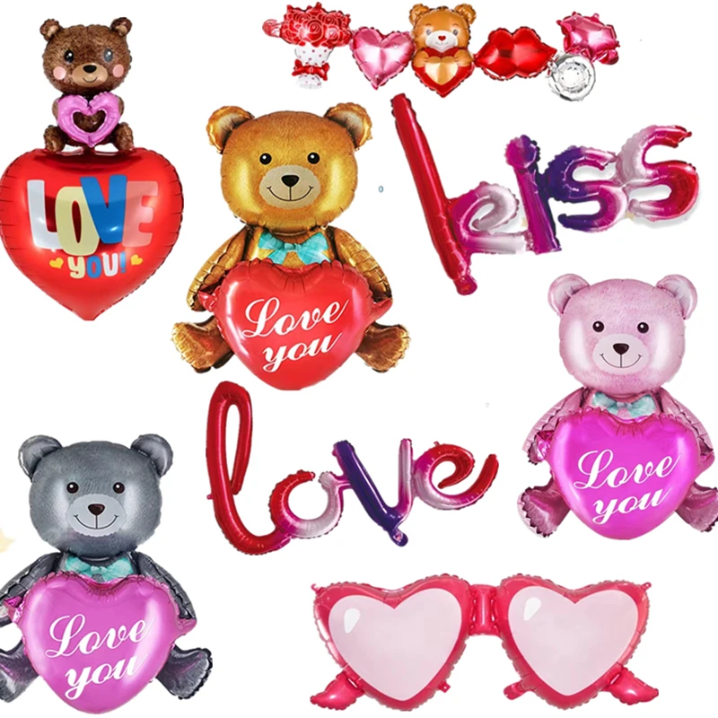2024new Valentinstag Liebe Kuss ein Stück Brief herzförmige Brille Hochzeits kleid Anzug trägt Herz umarmt Braut und Braut