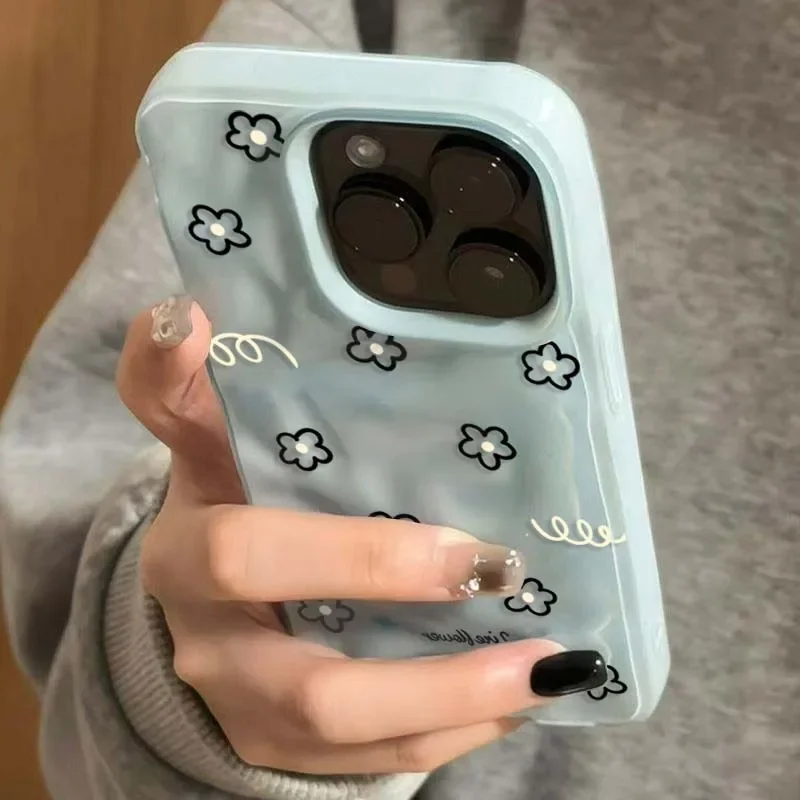 Charming Yellow Floral Cartoon Soft Phone Case with Textured Pink and White Details