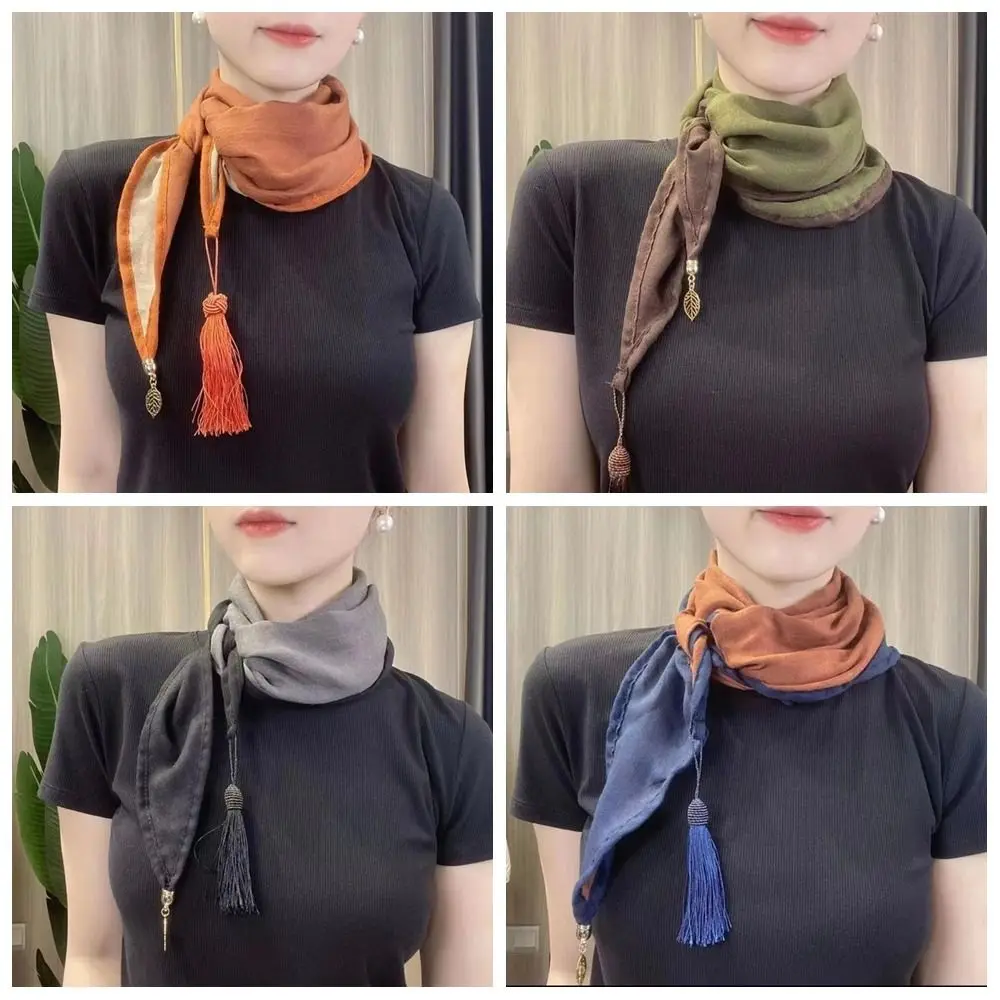 

Warm Neck Tie Scarf Fashion Double-layer Cotton Linen Triangle Scarf Women Retro Ladies Scarves