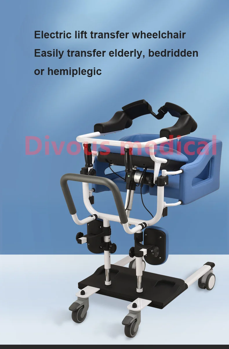 New Product Electric Patient Transfer Life Adjustable Height Toilet Commode Chair Elderly Disabled 4