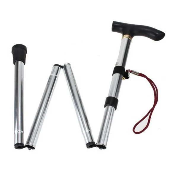 

Non-slip Adjustable Height Aluminum Alloy Folding Hiking Adjustable Walking Stick Cane Travel Crutch Alpenstock