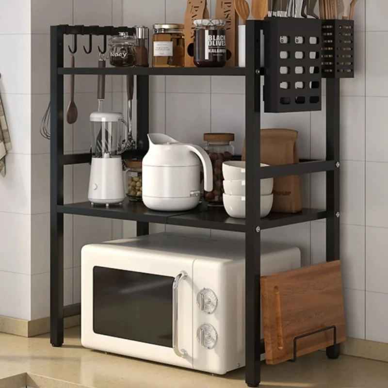 Adjustable Microwave Storage Rack Multi-Functional Kitchen Organizer with Large Capacity for Dishes Utensils and Spices