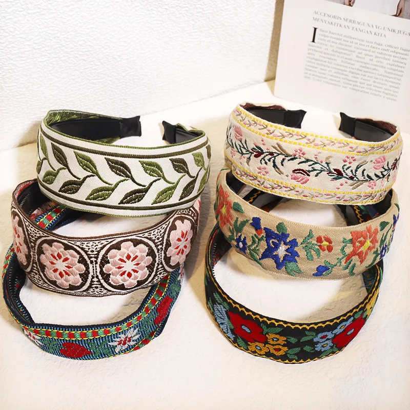 

Hair Hoop Embroidery Retro Ethnic Style Belt Teeth Anti Slip Headband Hair Clip
