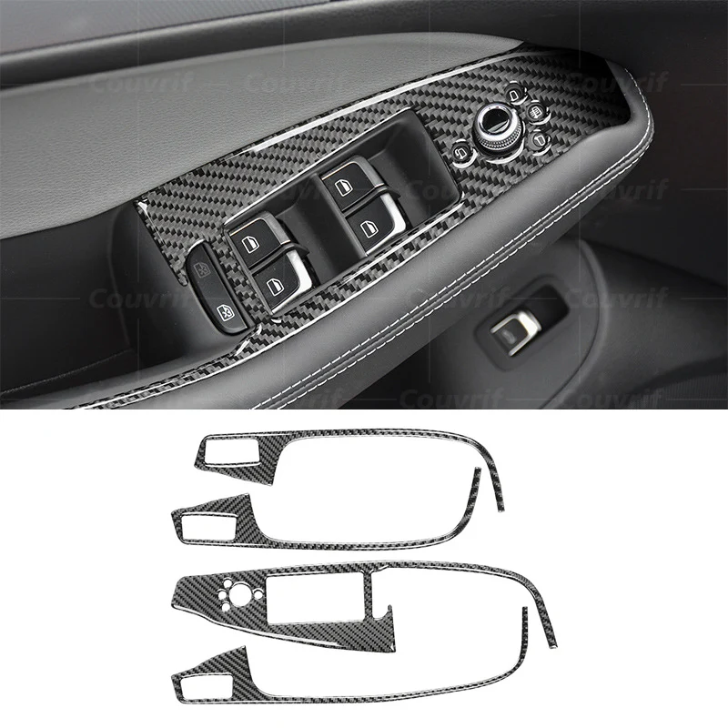 

Carbon Fiber Car Cover Window Lift Switch Button Panel Decoration Sticker Decal Cover For Audi Q5 8R 2013-2018 Auto Accessories