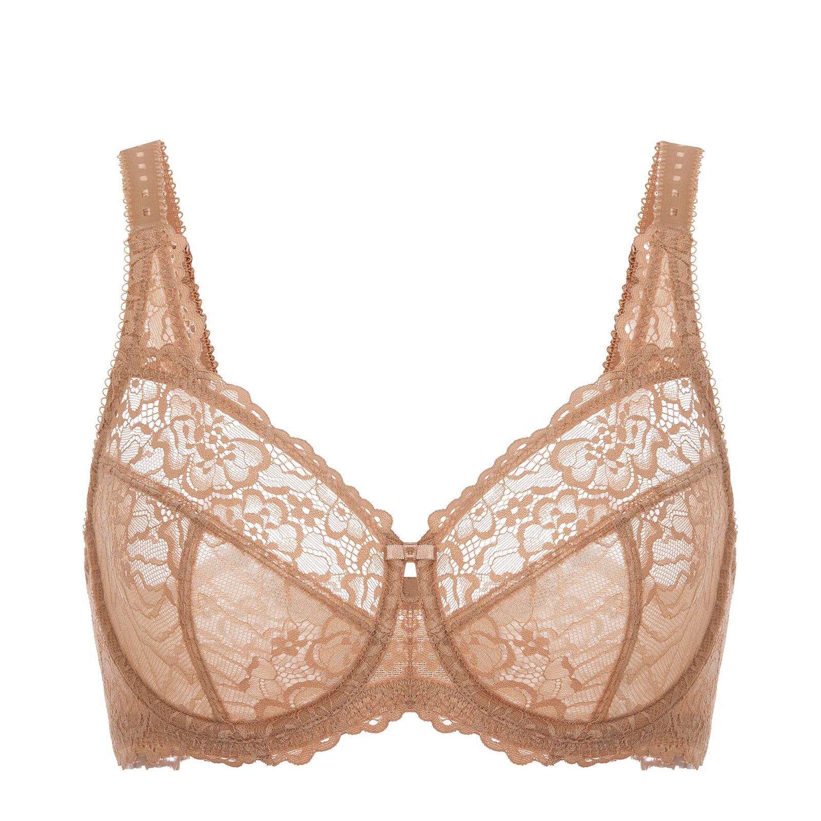 Women's Sexy Transparent Plus Size Minimizer Full Coverage Unlined Underwire Lace Bra