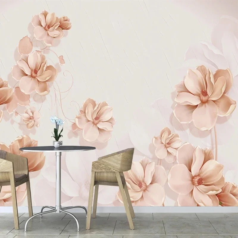 European style 3D Relief Simple Flowers Photo Mural Wallpaper Living Room TV Sofa Luxury Home Decor Waterproof Wall Cloth Fersco custom mural wallpaper 3d european three dimensional relief golden couple architectural background wall mural