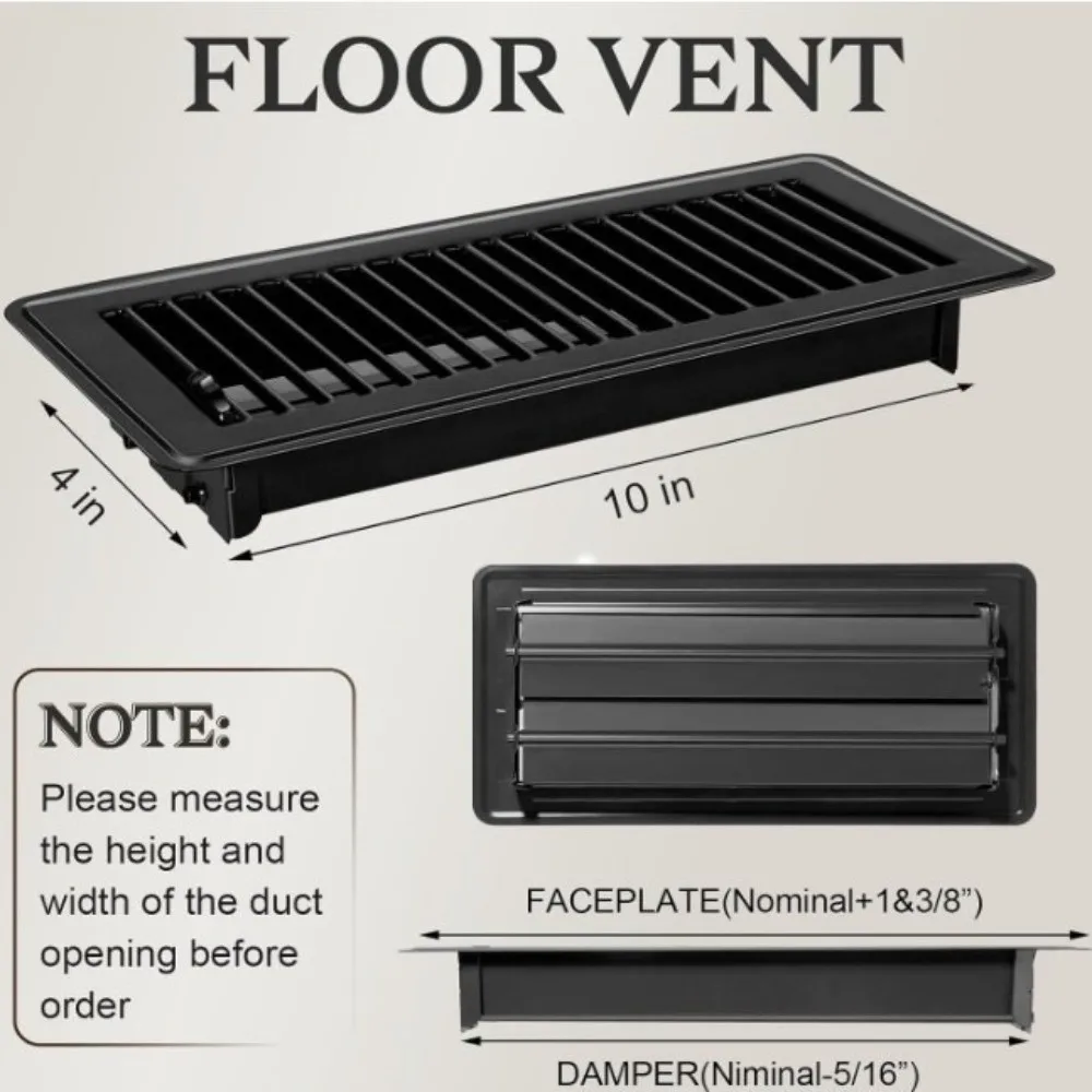 Metal Floor Register Cover High-efficiency 4*10 Inch Heavy Duty Vent Grille Rust-proof Air Cover Central Conditioner Grille