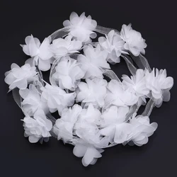 Set of 20 Colorful 3D Pink Petal Chiffon Flower Lace Trim for Sewing and Dress Decoration (White)