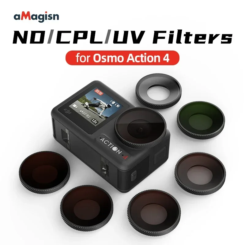 4Pack ND8 ND16 ND32 ND64 Lens Filter Set for DJI Osmo Action 4 HD Optical Glass UV CPL Waterproof Lens Filter Camera Accessory