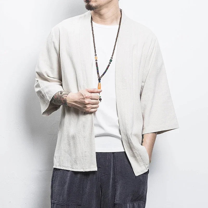 Kimono Japanese Costume Men Coat Harajuku Style Tops Japan Haori Cardigan Chinese Traditional Jacket Loose Shirt Yukata Coats