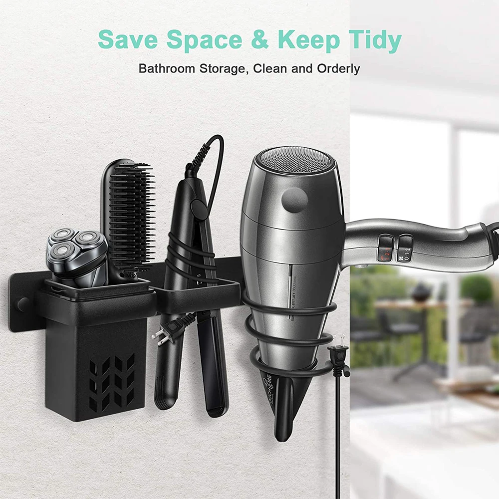 Wall-Mounted Hair Dryer Storage Rack Multifunctional Bathroom Hair Care Tool Straightening Irons And Curling Irons Storage Box storage rack,hair dryer holder,hair tool holder
