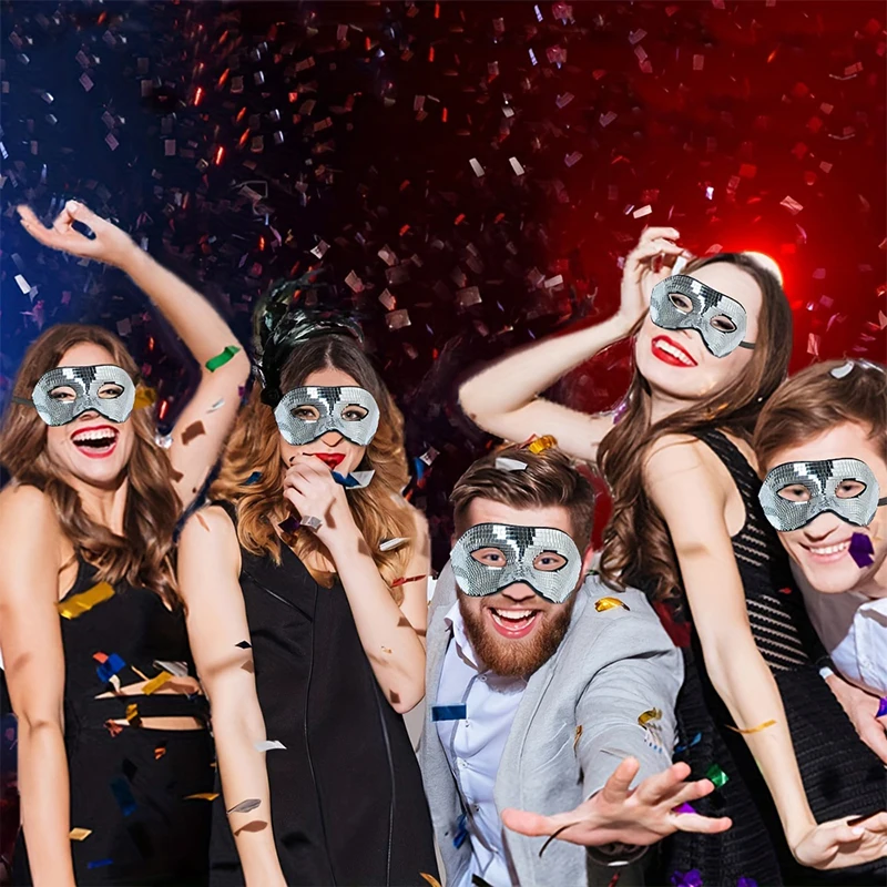 Creative New Disco Ball Glitter Face Mask Cosplay Shining Queen Halloween Party Accessories Fashion Silver Mask Half Helemet
