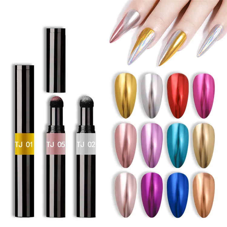 Nail Art Glitter Mirror Powder Air Cushion Magic Pen Effect Chrome Pigment Decoration UV Gel Polish Dust Nail Decor Manicure nail powder gel nail polish nail glitter nail pigment nail decoration nail decorations reflective powder