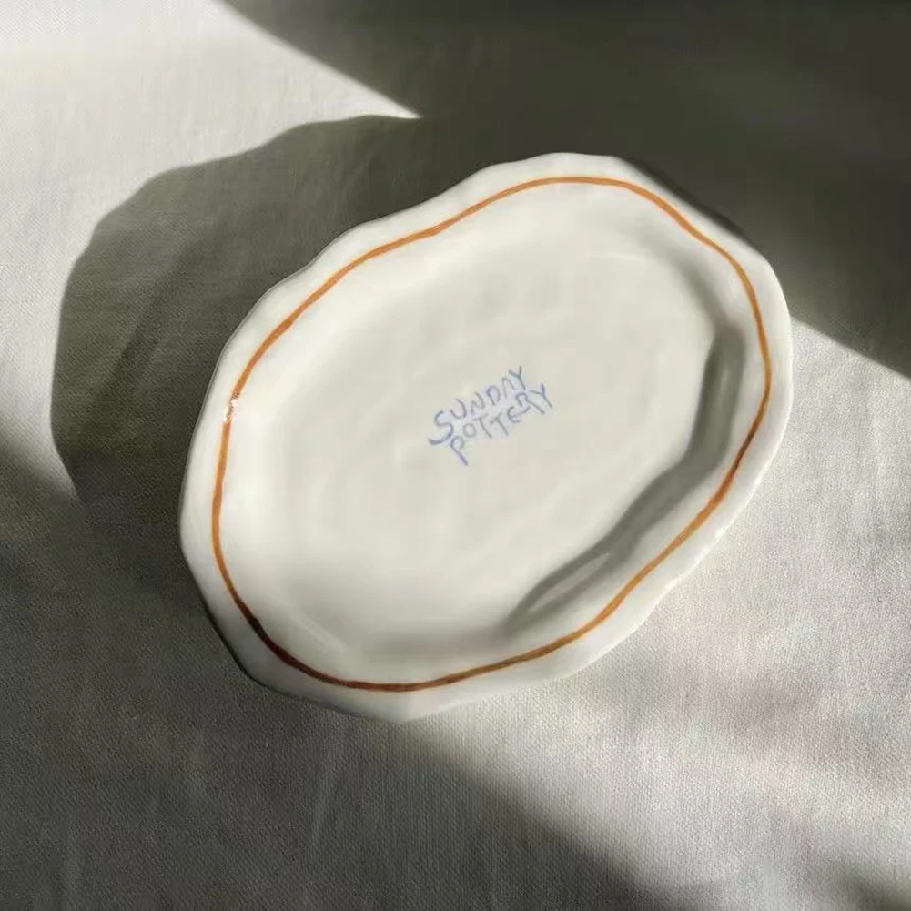 Simple Solid Color Tableware Ceramic Pasta Steak Plate Dinner Plate Creative Kitchen Irregular Shape Serving Tray Cooking Dishes