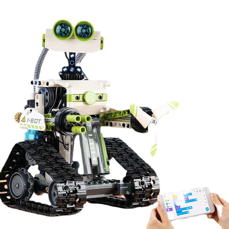 HXL Elementary School Student Programming Robot Toy over 6 Years Old Assembled Building Blocks Birthday Gift rc programming building block robot app control programming assembly science and education building blocks particles boy toys