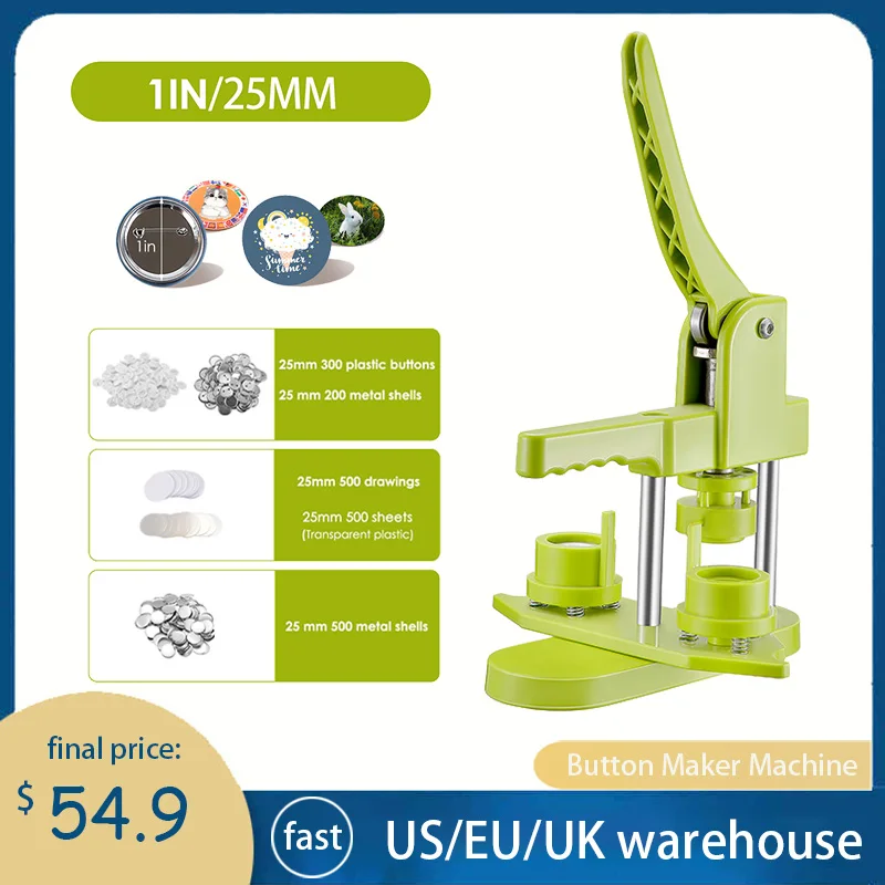 Press Machine Kit with Pin Badge, Punch Press Machine, Installation-Free, DIY Accessory Set, 25mm, 500PCs