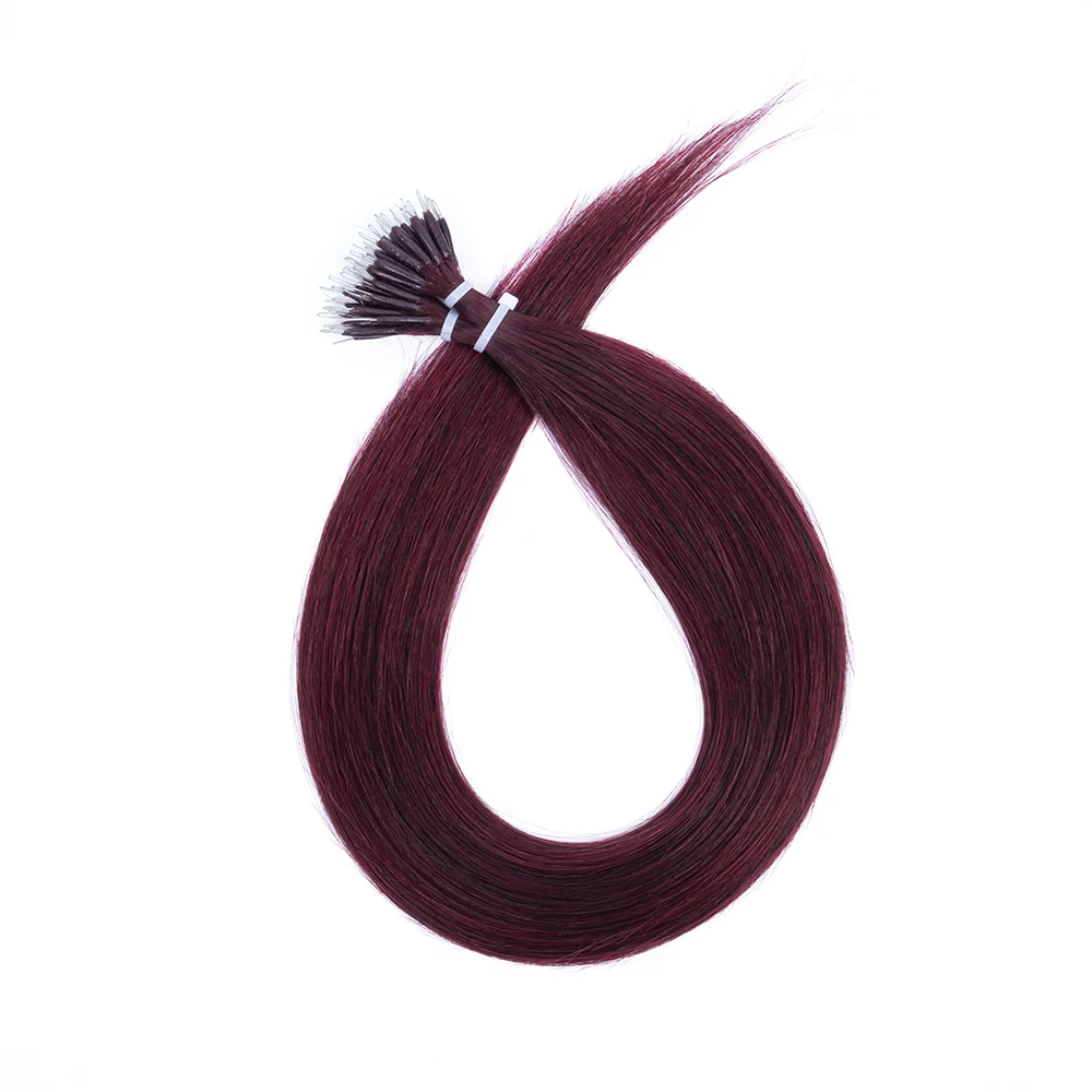 Micro Link Hair Extensions Nano Rings Human Hair Machine Remy PreBond Straight Nano Beads Tip 16-20 inch