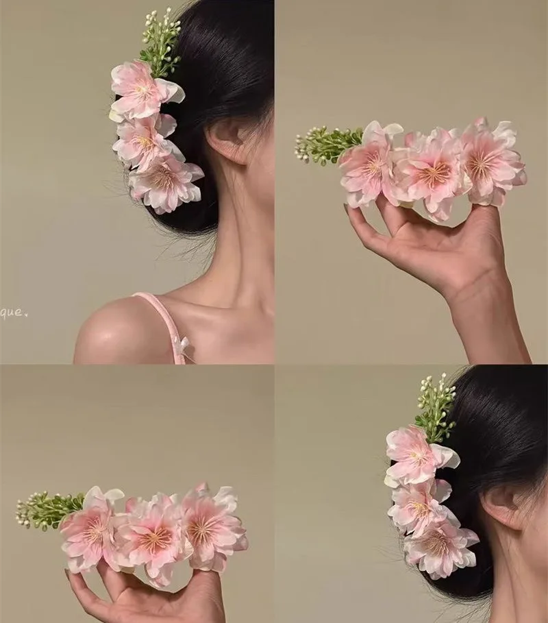 Süße Bräute Hochzeit Blumen Haarkamm Frauen Gelb Rosa Blume Haarnadel Brautjungfer Kopfschmuck Haarkämme Mädchen Blumen Haarspange – Detail 2