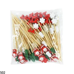 Christmas Disposable Bamboo Skewers - Festive Food & Cocktail Picks - 50pcs (S02)