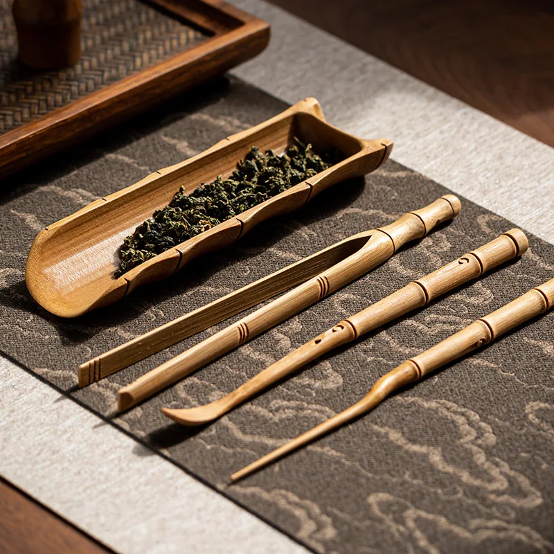 Tea Clips Spoon Scoop Bamboo Matcha Tongs Clip Coffeeware Teaware Coffee Chinese Puer Kungfu Tea Set Ceremony Accessories Holder
