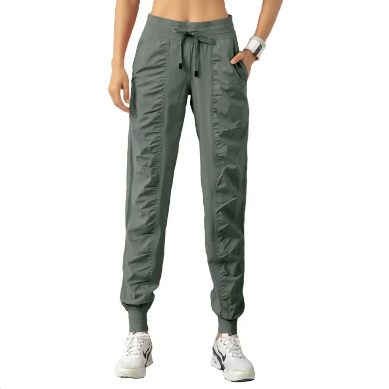Spring Summer Casual Drawstring Fitness Pants Loose Running Sports Shorts Quick Dry Bungee Cord Waistband Sweatpants
